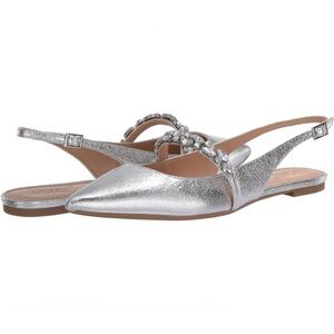 Jewel Badgley Mischka Women's Bambi Slingback Evening Flat  silver 9